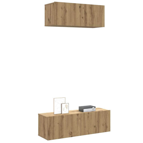 Vidaxl 2-delig tv-meubelset wandmontage bewerkt hout artisanaal eiken