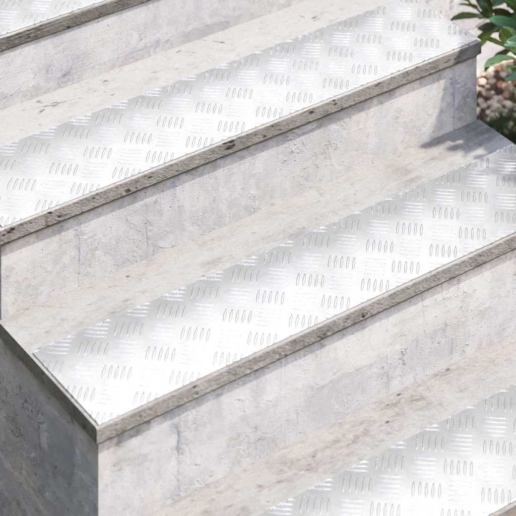 Vidaxl trapmatten 4 st 100 x 20 cm zilver aluminium rechthoekig
