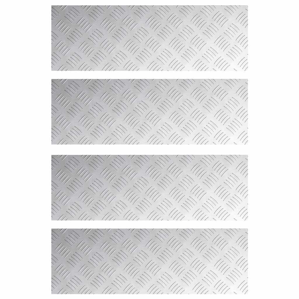 Vidaxl trap tread rechthoekig 4 pcs zilver 75 x 25 cm aluminium