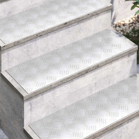 Vidaxl trapmatten 4 st 75 x 25 cm zilver aluminium rechthoekig