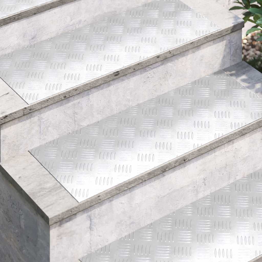 Vidaxl trapmatten 2 st 80 x 30 cm zilver aluminium rechthoekig