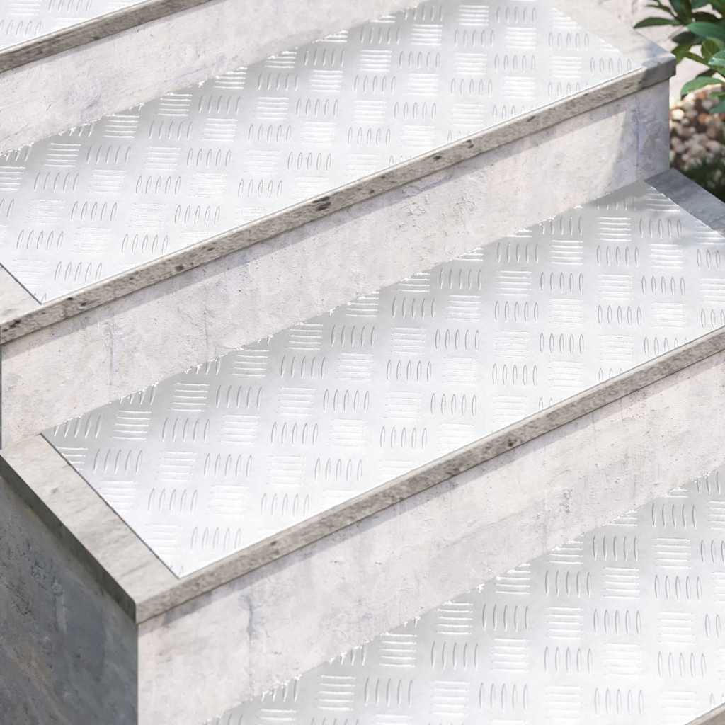 Vidaxl trap tread rechthoekig 4 pcs zilver 90 x 30 cm aluminium