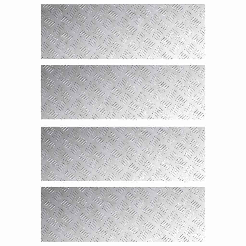 Vidaxl trap tread rechthoekig 4 pcs zilver 90 x 30 cm aluminium