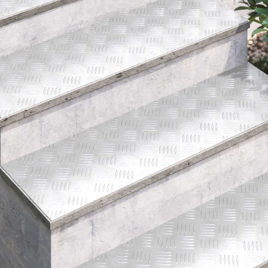 Vidaxl trap tread rechthoekig 4 pcs zilver 100 x 30 cm aluminium