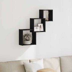 Vidaxl wandplanken kubus 68x15x68cm bewerkt hout zwart eikenkleur