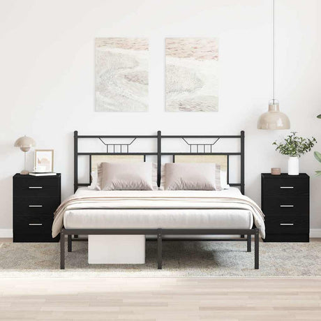 Vidaxl nachtkastjes 2 stuks zwart eiken 38x35x55 cm bewerkt hout
