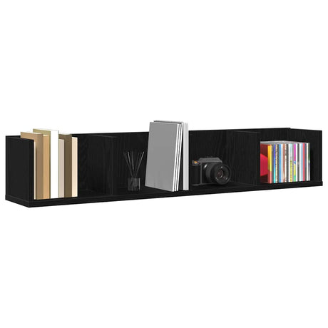 Vidaxl wandplank muurmontage zwart eiken 100 x 18 x 18 cm bewerkt hout