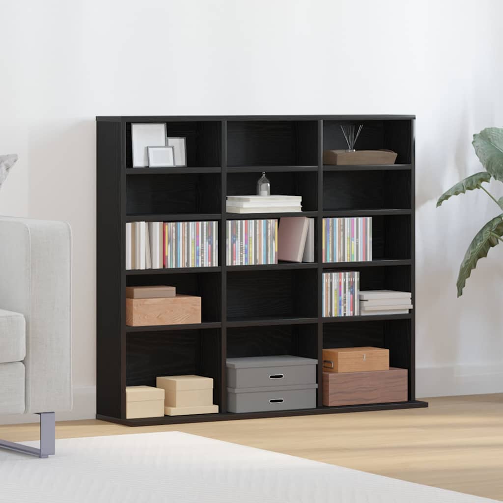 Vidaxl cd-kast 100x23x89,5 cm bewerkt hout zwart eikenkleurig