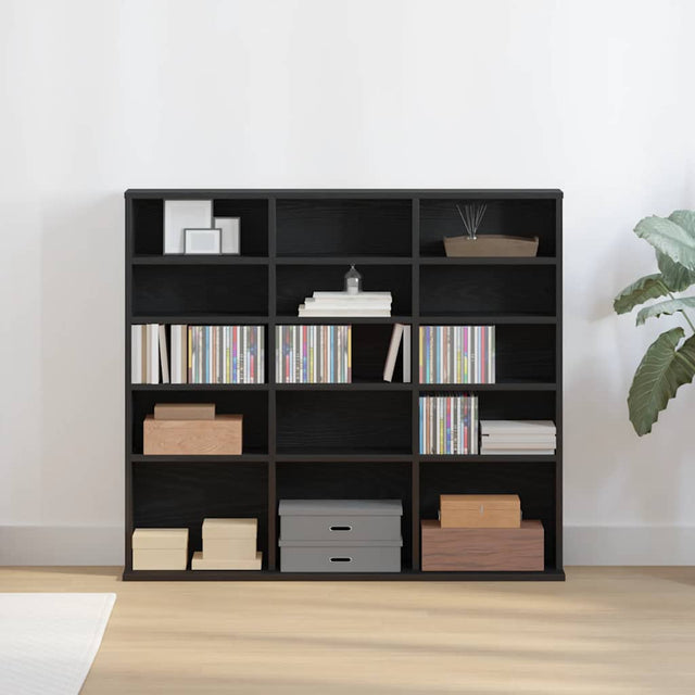 Vidaxl cd-kast 100x23x89,5 cm bewerkt hout zwart eikenkleurig