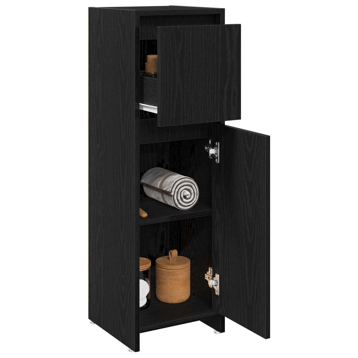 Vidaxl badkamer kast zwart eiken 30 x 30 x 95 cm bewerkt hout