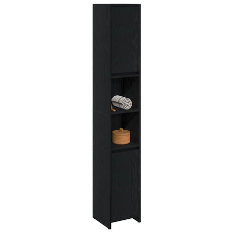 Vidaxl badkamer kast zwart eiken 30 x 30 x 183,5 cm bewerkt hout