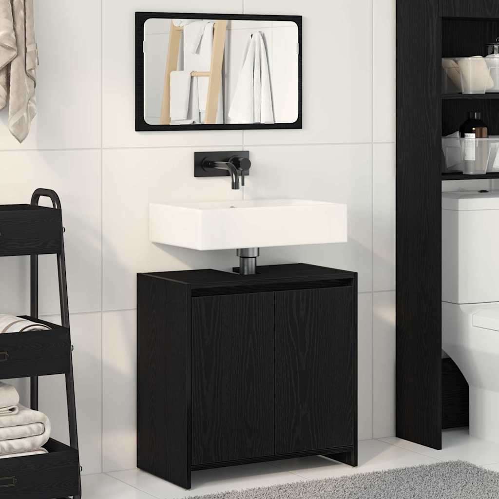 Vidaxl badkamer kast zwart eiken 60 x 33 x 60 cm bewerkt hout