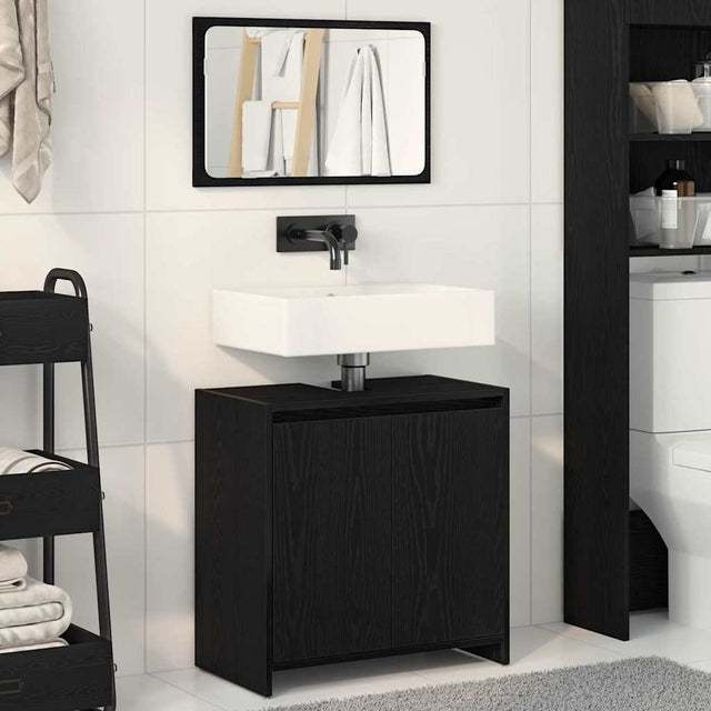 Vidaxl badkamer kast zwart eiken 60 x 33 x 60 cm bewerkt hout