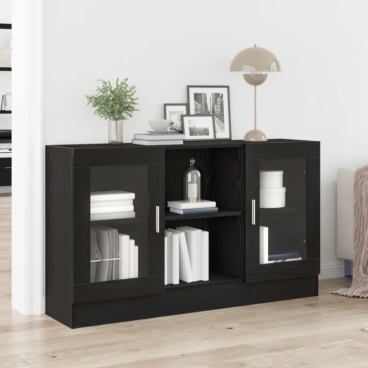 Vidaxl dressoir zwart eiken 120 x 30,5 x 70 cm bewerkt hout