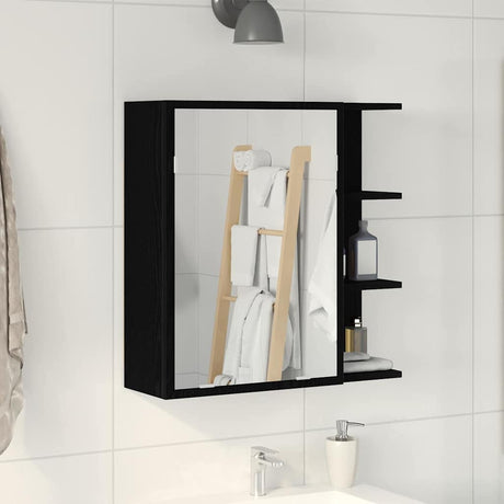 Vidaxl badkamer spiegelkast zwart eiken 62,5 x 20,5 x 64 cm