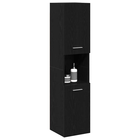 Vidaxl badkamer kast zwart eiken 30 x 30 x 130 cm bewerkt hout
