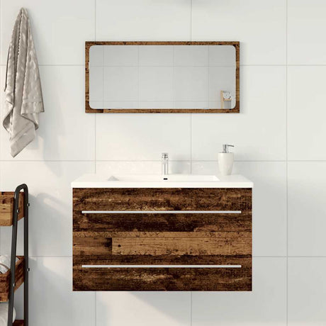 Vidaxl badkamer wastafelkast oud hout 80x38,5x48 cm bewerkt hout