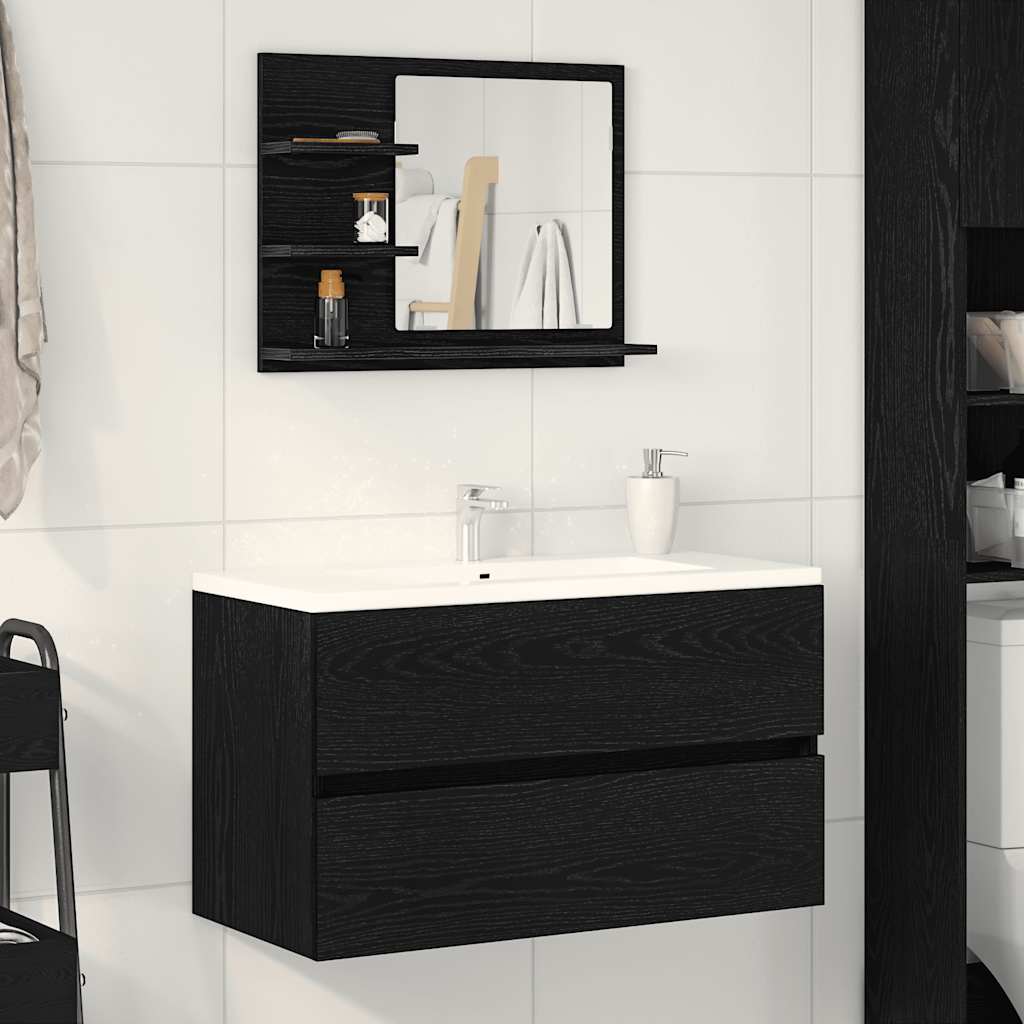 Vidaxl badkamerspiegel 60x10,5x45 cm spaanplaat zwart eikenkleurig