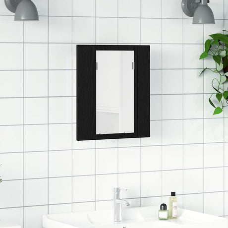 Vidaxl led badkamerspiegelkast zwart eiken 40x12x45 cm bewerkt hout