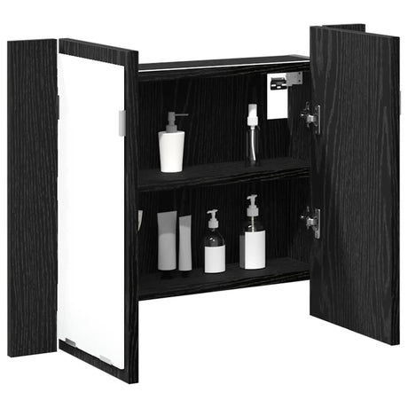 Vidaxl badkamer spiegelkast zwart eiken 60 x 12 x 45 cm bewerkt hout