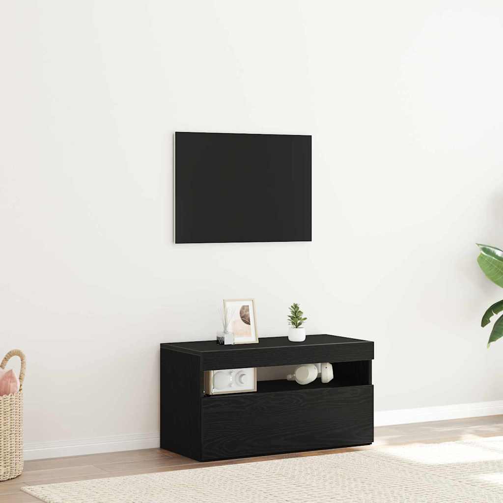 Vidaxl tv-kast 75 x 35 x 40 cm zwart eiken bewerkt hout
