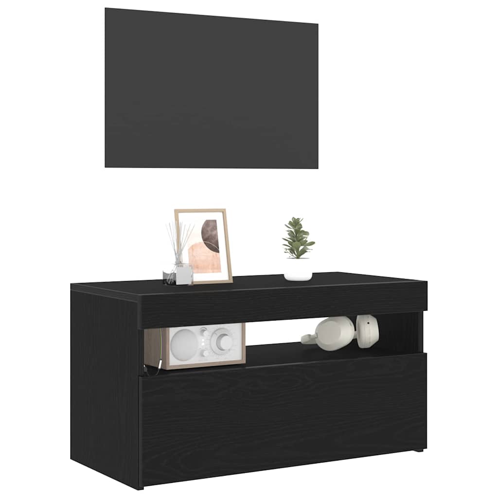 Vidaxl tv-kast 75 x 35 x 40 cm zwart eiken bewerkt hout
