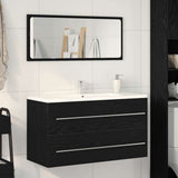 Vidaxl wasbak kast zwart eiken 90 x 45 x 1.5 cm bewerkt hout