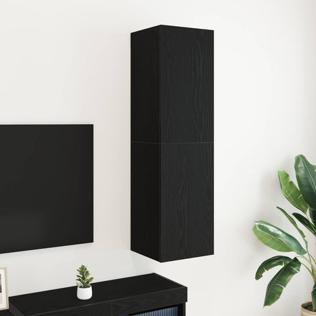 Vidaxl wand tv kast 30,5 x 30 x 110 cm zwart eiken bewerkt hout