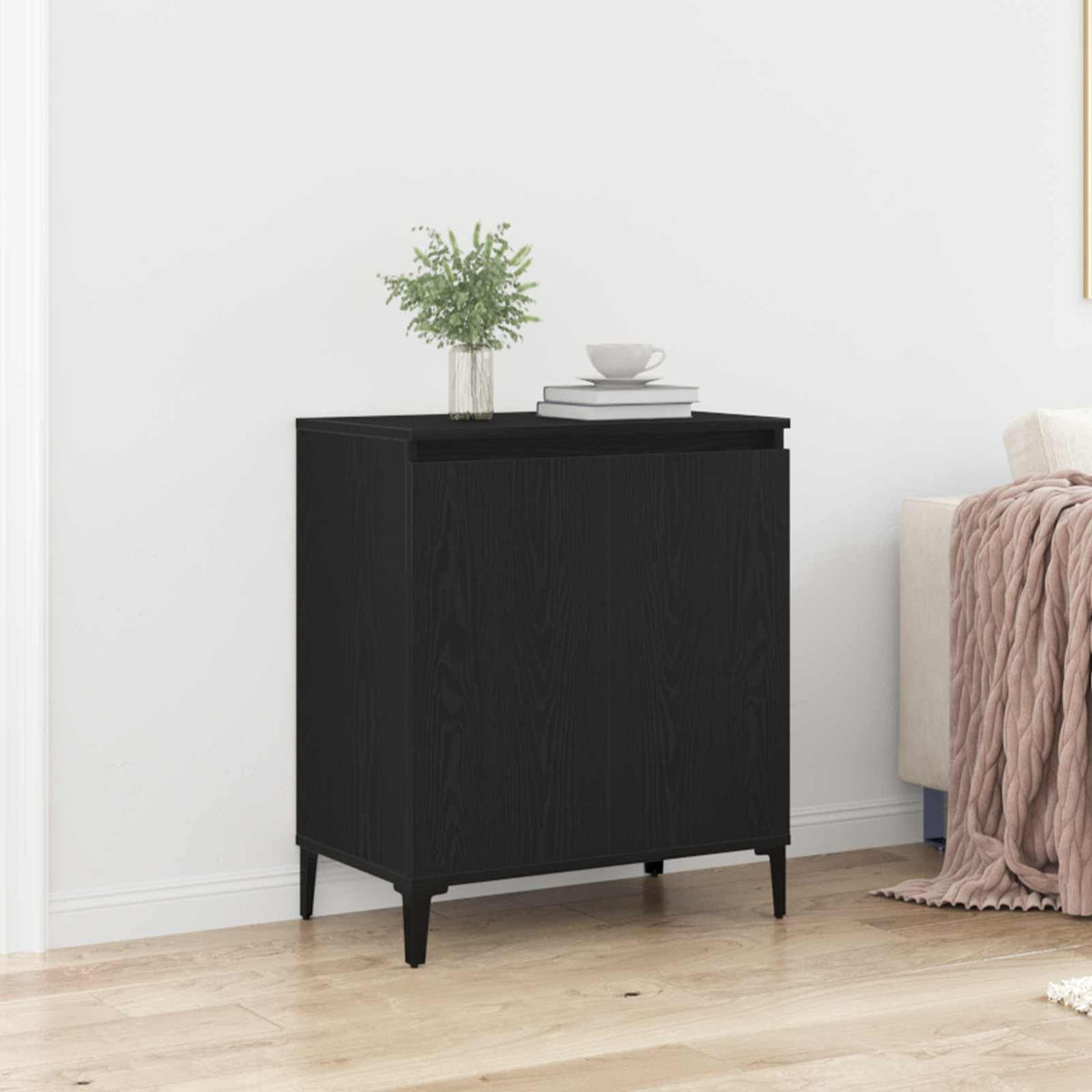 Vidaxl dressoir zwart eiken 60 x 35 x 70 cm bewerkt hout