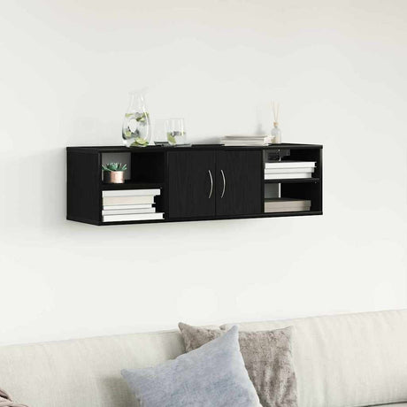 Vidaxl wandplank muurmontage zwart eiken 102 x 30 x 29 cm bewerkt hout