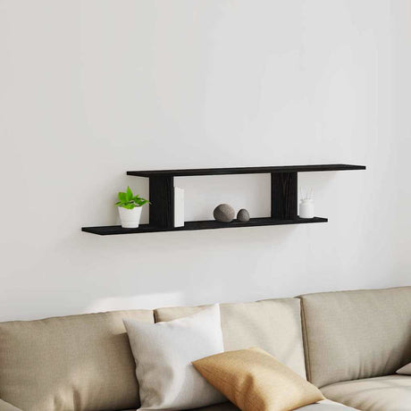 Vidaxl wandgemonteerde tv plank muurmontage zwart eiken bewerkt hout