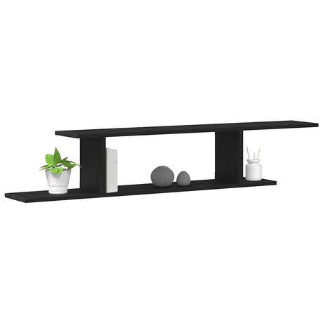 Vidaxl wandgemonteerde tv plank muurmontage zwart eiken bewerkt hout