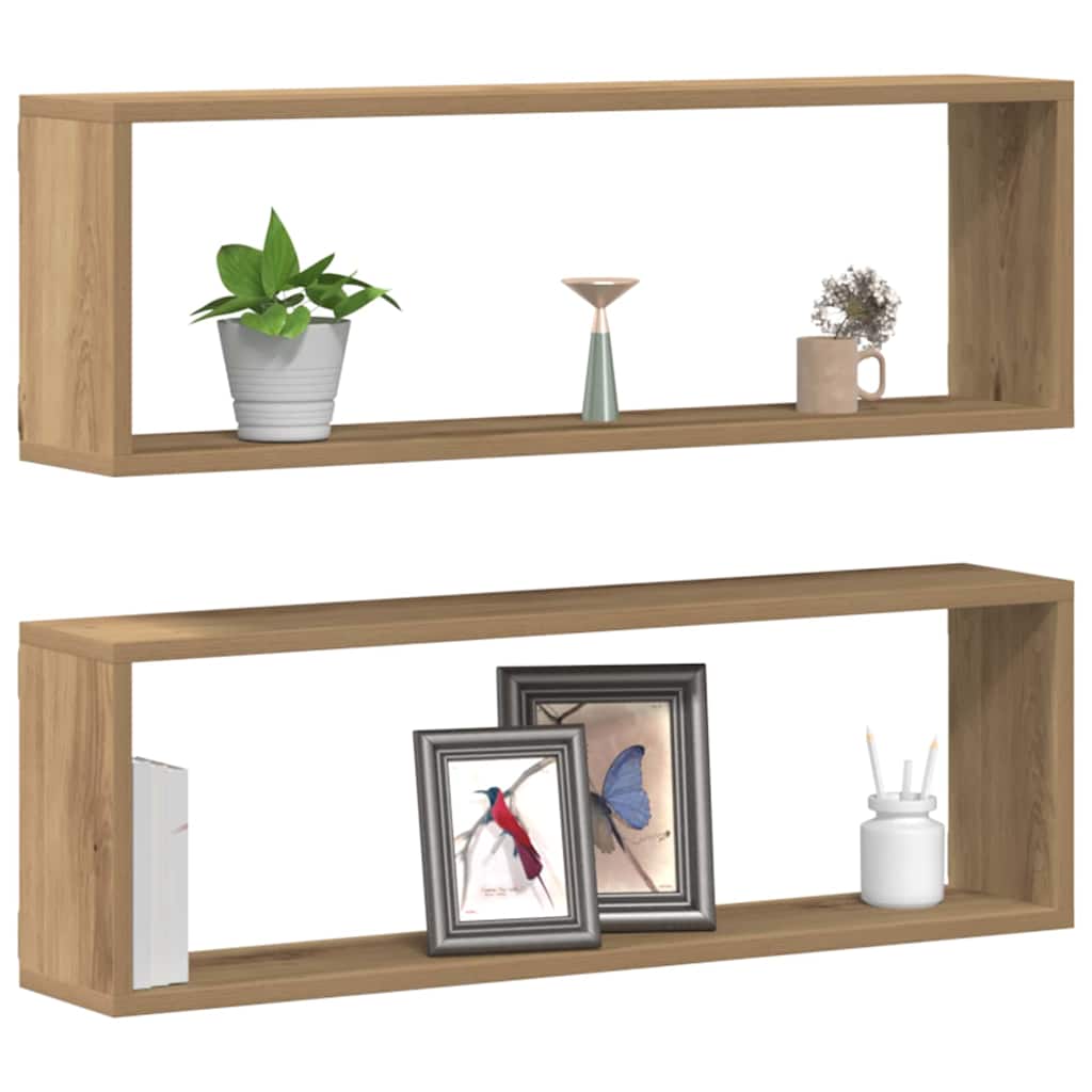 Vidaxl wandschappen 2 st ambachtelijk eiken 80 x 15 x 26 cm