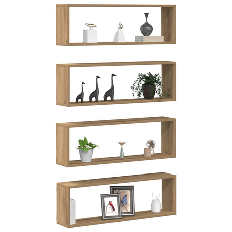 Vidaxl wandschappen 4 st ambachtelijk eiken 80 x 15 x 26 cm