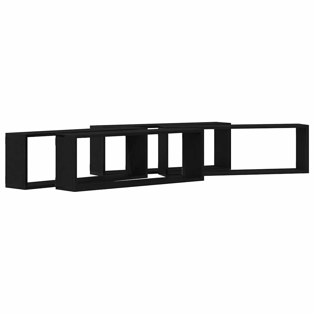 Vidaxl wandschappen 4 st zwart eiken 80 x 15 x 26 cm bewerkt hout