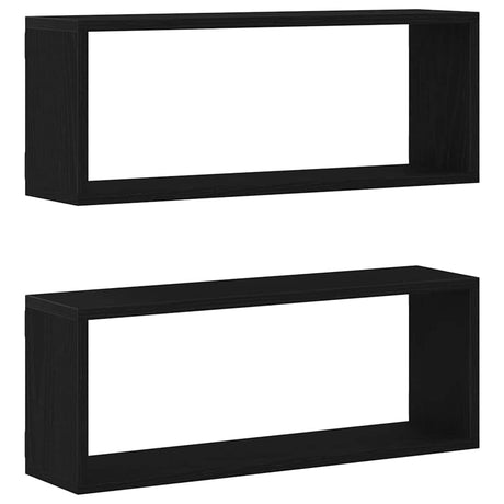 Vidaxl wandschappen 2 st zwart eiken 60 x 15 x 23 cm bewerkt hout