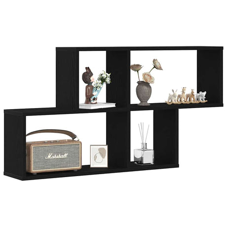 Vidaxl wandplank muurmontage zwart eiken 76 x 15 x 53 cm bewerkt hout
