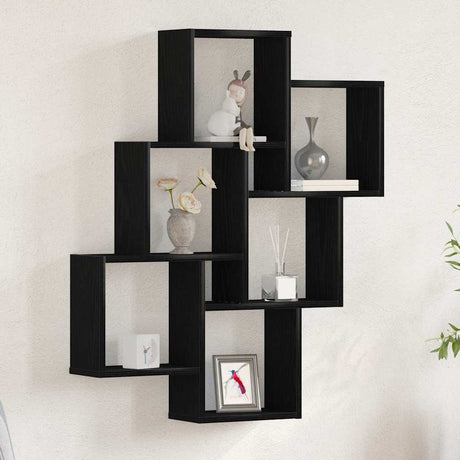 Vidaxl wandplank muurmontage zwart eiken 78 x 15 x 93 cm bewerkt hout