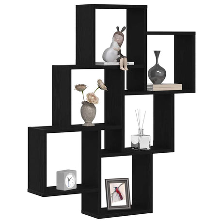 Vidaxl wandplank muurmontage zwart eiken 78 x 15 x 93 cm bewerkt hout