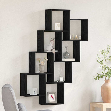 Vidaxl wandplank muurmontage zwart eiken 90 x 15 x 119,5 cm