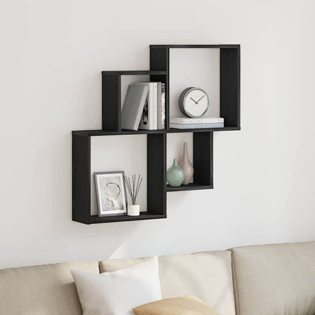 Vidaxl wandplank muurmontage zwart eiken 80 x 15 x 78,5 cm