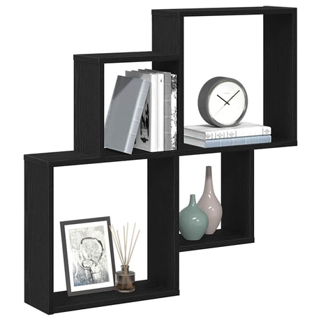 Vidaxl wandplank muurmontage zwart eiken 80 x 15 x 78,5 cm