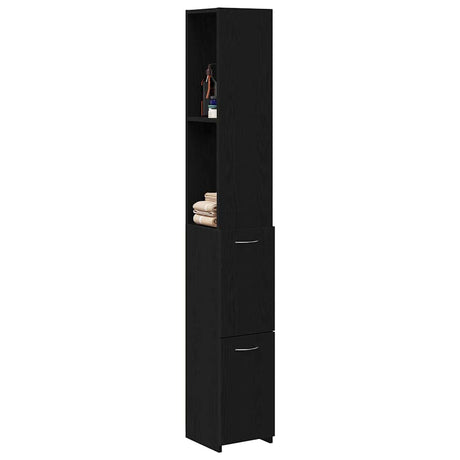 Vidaxl badkamer kast zwart eiken 25 x 25 x 170 cm bewerkt hout