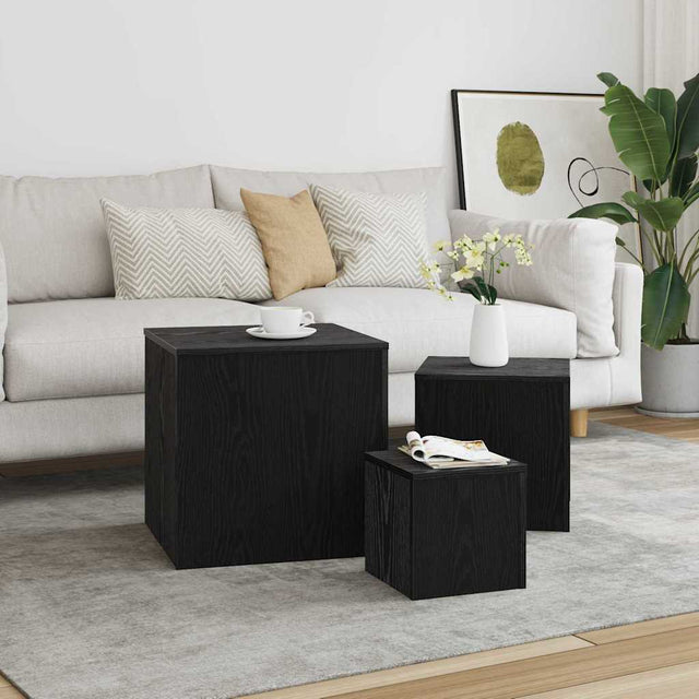 Vidaxl nesttafel 3 st zwart eiken 45 x 45 x 45 cm bewerkt hout