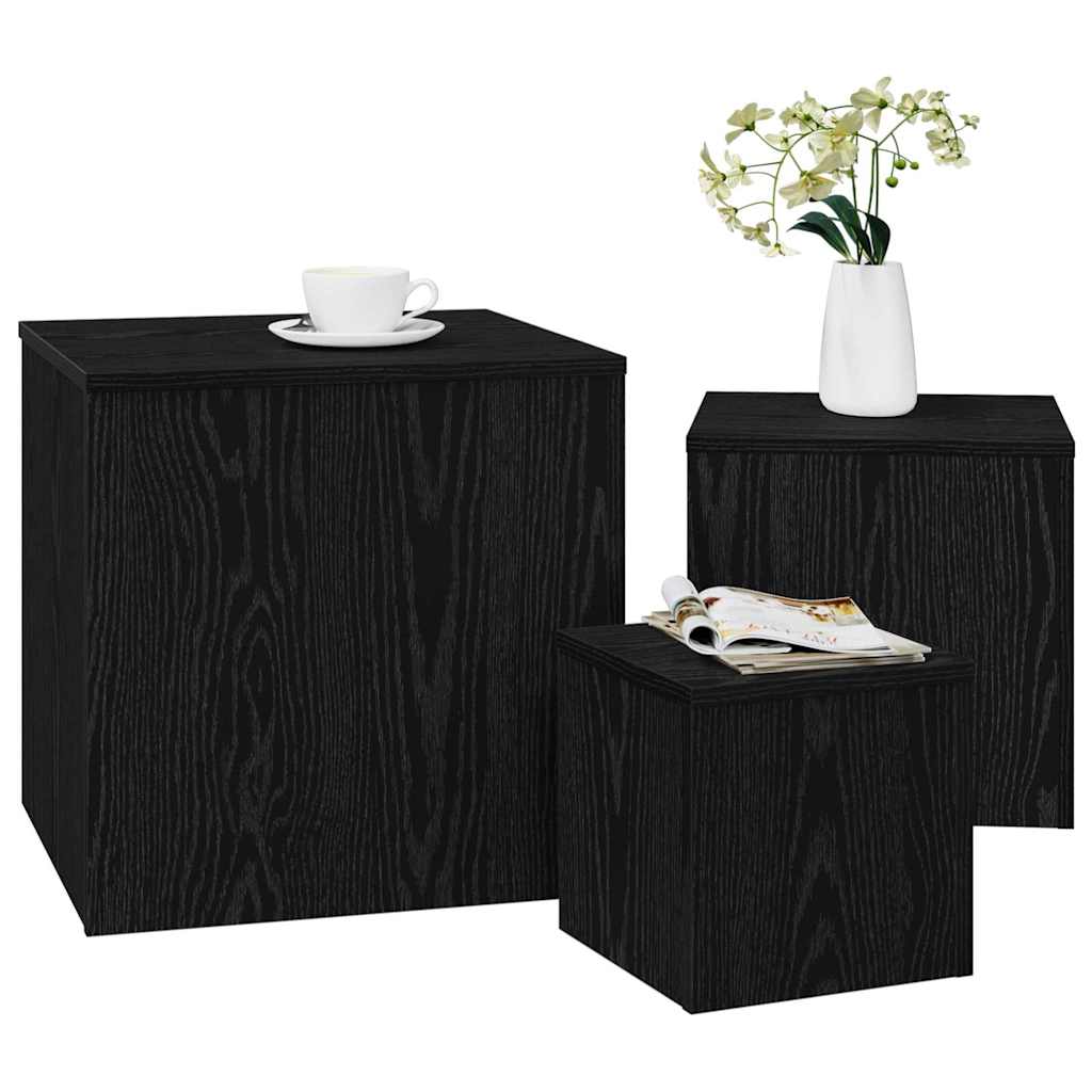 Vidaxl nesttafel 3 st zwart eiken 45 x 45 x 45 cm bewerkt hout