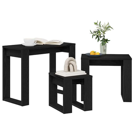 Vidaxl nesttafels 3 st zwart eiken 61 x 28 x 47 cm bewerkt hout