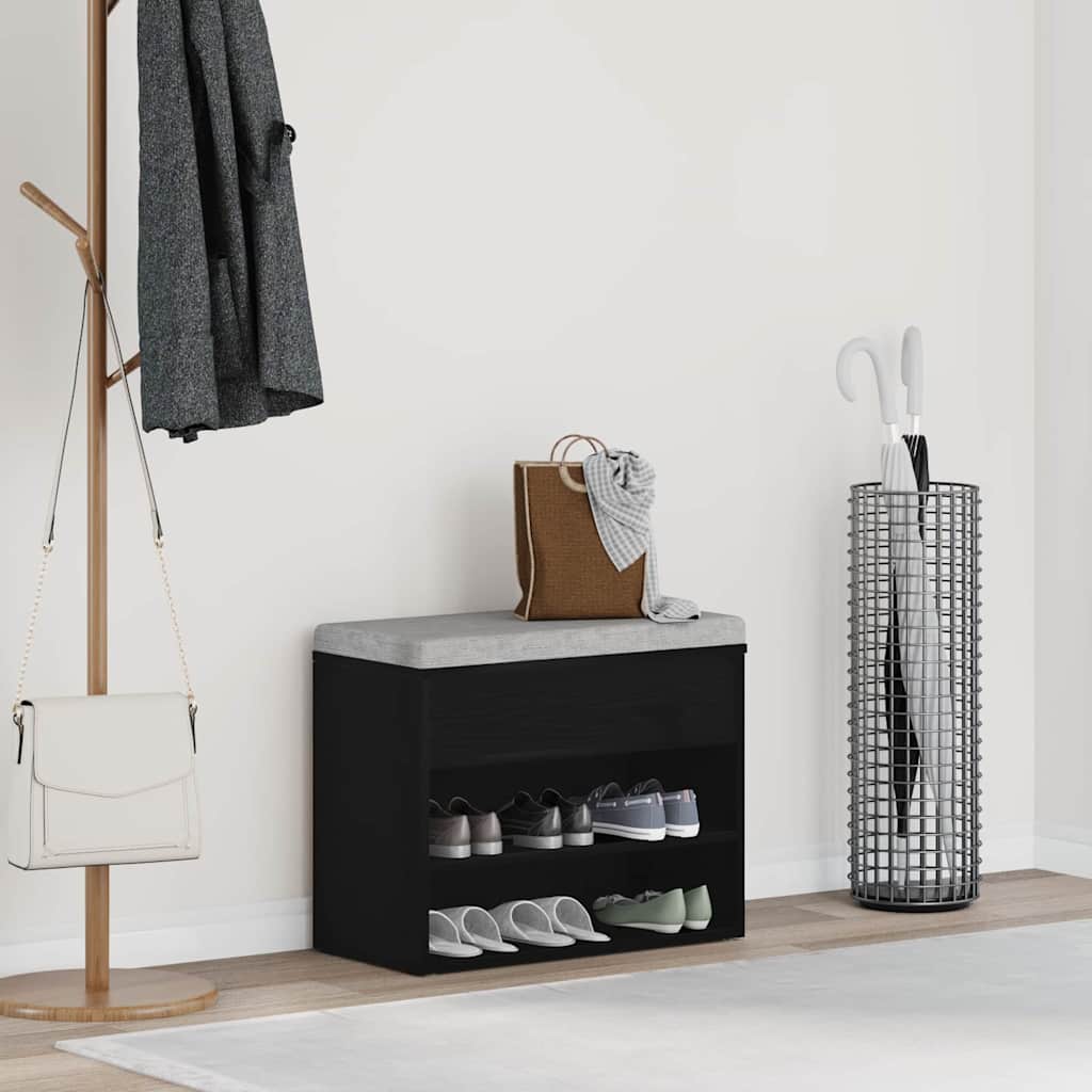 Vidaxl schoenenbank met plank zwart eiken 60 x 30 x 45 cm bewerkt hout