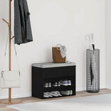 Vidaxl schoenenbank met plank zwart eiken 60 x 30 x 45 cm bewerkt hout