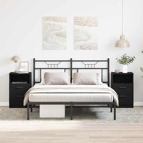 Vidaxl nachtkastje 2 st zwart eiken 40 x 36 x 65 cm bewerkt hout