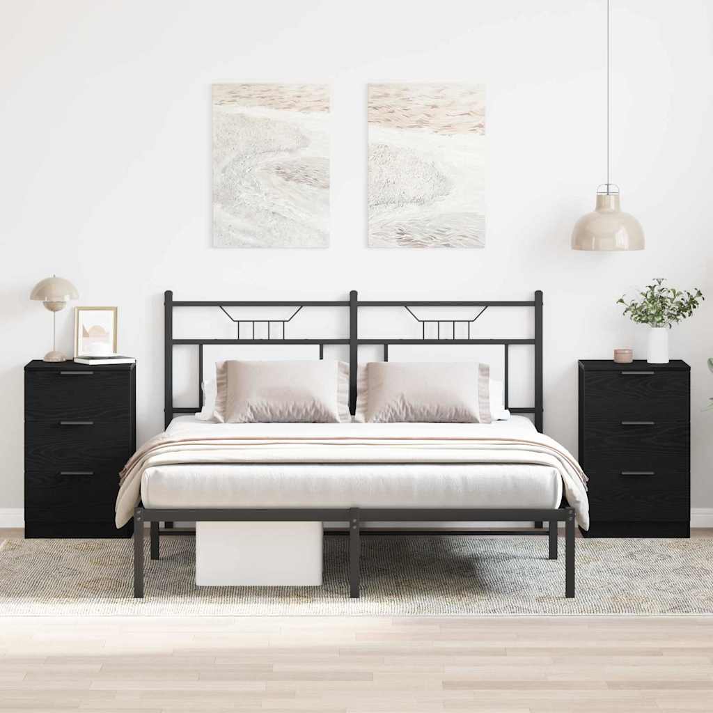 Vidaxl nachtkastje 2 st zwart eiken 40 x 65 x 65 cm bewerkt hout